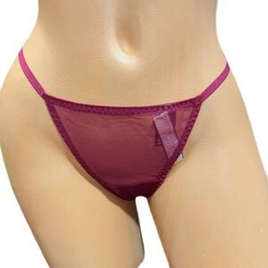 Victoria's Secret Sexy Sheer Mesh V-string Panty One Size S M L burgundy